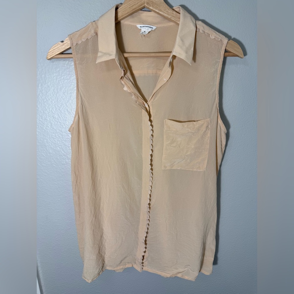 Club Monaco Silk Sleeveless‎ Beige Blouse
